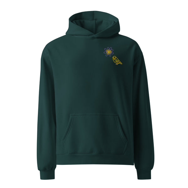 New Jersey vs Everyone State Flower & Bird Pine Green Oversized Hoodie